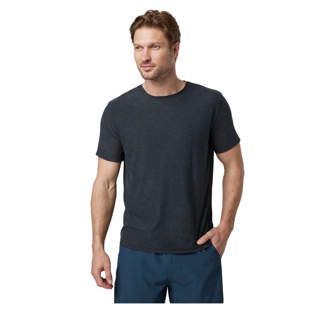 Vuori Strato Tech Tee Men's Large Charcoal Heather Performance Stretch Shirt